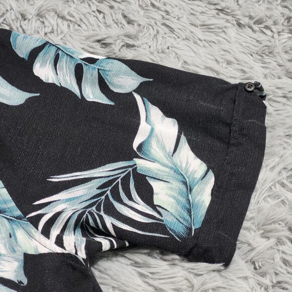 Cubavera‎ Hawaiian Shirt Mens Size XL XLarge Rayon Floral Black Blue Rayon Camp - Picture 5 of 12